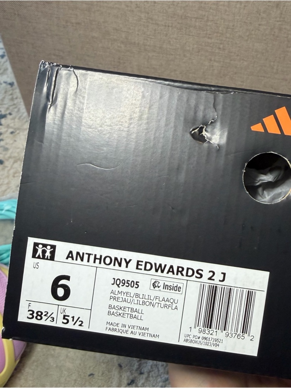 Adidas Anthony Edwards 2 J Basketball Shoes “Easter” Size 6 Youth / 7.5 Women’s - Picture 4 of 9